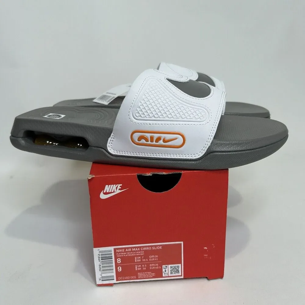 Nike Max Cirro Slides Sandals “White Gray Orange Platinum” 2024